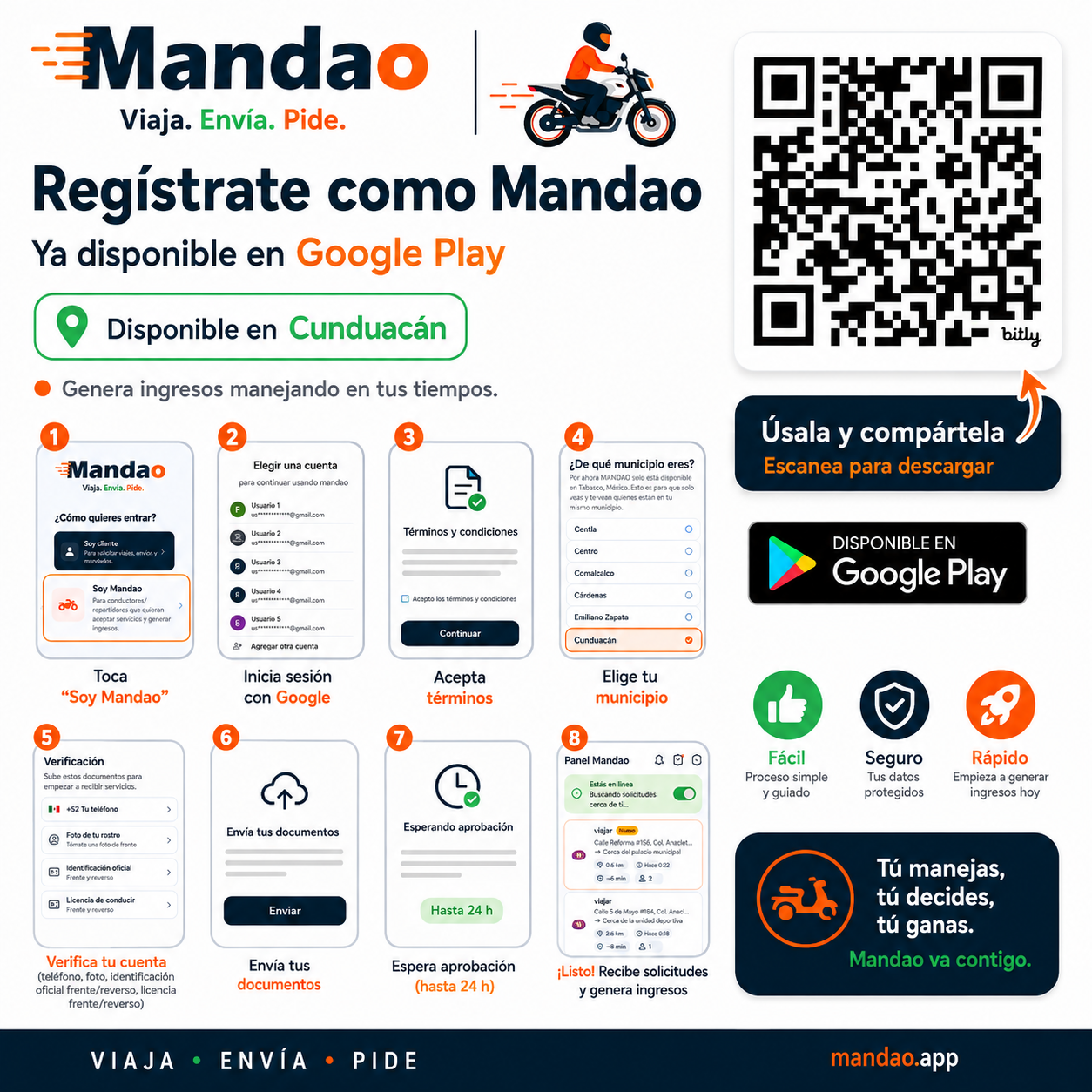 Cómo registrarte como Mandao (mototaxi) en MANDAO